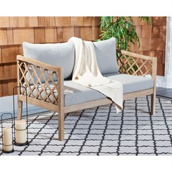 Sandy Coastal Beach Brown Wood Outdoor Sofa - 56"|