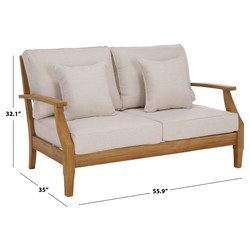 Camila Coastal Beach Off White Cushion Natural Teak Outdoor Loveseat|