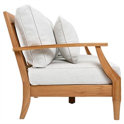 Camila Coastal Beach Off White Cushion Natural Teak Outdoor Sofa - 82"|