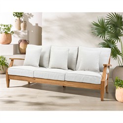 Camila Coastal Beach Off White Cushion Natural Teak Outdoor Sofa - 82"|
