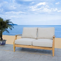 Camila Coastal Beach Beige Outdoor Loveseat|