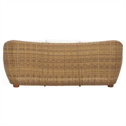 Kylie Coastal Beach Brown Woven Wicker Outdoor Sofa - 81"|