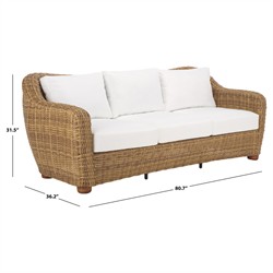 Kylie Coastal Beach Brown Woven Wicker Outdoor Sofa - 81"|