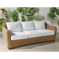 Kylie Coastal Beach Brown Woven Wicker Outdoor Sofa - 81"|