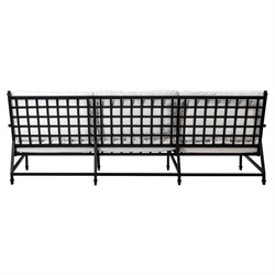 Eterna Updated Traditional Cream Upholstered Black Aluminum Outdoor Sofa - 100"|