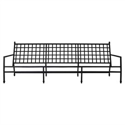 Eterna Updated Traditional Cream Upholstered Black Aluminum Outdoor Sofa - 100"|