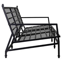 Eterna Updated Traditional Cream Upholstered Black Aluminum Outdoor Sofa - 100"|