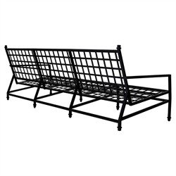 Eterna Updated Traditional Cream Upholstered Black Aluminum Outdoor Sofa - 100"|