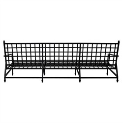 Eterna Updated Traditional Cream Upholstered Black Aluminum Outdoor Sofa - 100"|