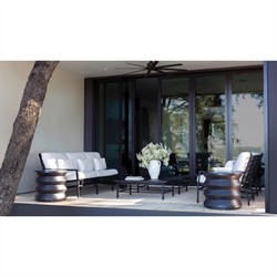 Eterna Updated Traditional Black Aluminum Rectangular Outdoor Coffee Table|