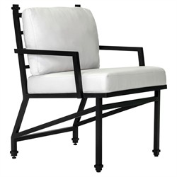 Eterna Traditional Cream Upholstered Black Aluminum Outdoor Dining Chair - Set of 2|