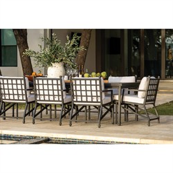 Eterna Traditional Cream Upholstered Black Aluminum Outdoor Dining Chair - Set of 2|
