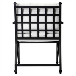 Eterna Traditional Cream Upholstered Black Aluminum Outdoor Dining Chair - Set of 2|