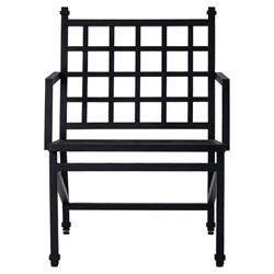 Eterna Traditional Cream Upholstered Black Aluminum Outdoor Dining Chair - Set of 2|