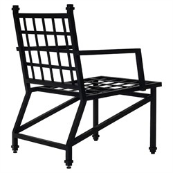 Eterna Traditional Cream Upholstered Black Aluminum Outdoor Dining Chair - Set of 2|