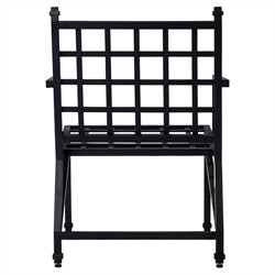 Eterna Traditional Cream Upholstered Black Aluminum Outdoor Dining Chair - Set of 2|