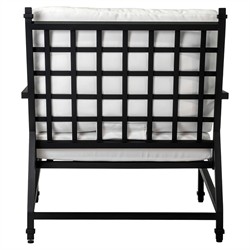 Eterna Updated Traditional Cream Upholstered Black Aluminum Outdoor Lounge Chair|