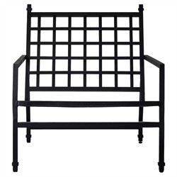 Eterna Updated Traditional Cream Upholstered Black Aluminum Outdoor Lounge Chair|