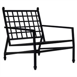 Eterna Updated Traditional Cream Upholstered Black Aluminum Outdoor Lounge Chair|