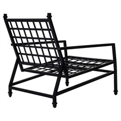Eterna Updated Traditional Cream Upholstered Black Aluminum Outdoor Lounge Chair|