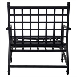 Eterna Updated Traditional Cream Upholstered Black Aluminum Outdoor Lounge Chair|