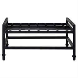 Eterna Traditional Cream Upholstered Black Aluminum Rectangular Outdoor Ottoman|