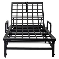 Eterna Updated Traditional Cream Upholstered Black Aluminum Outdoor Chaise - Set of 2|