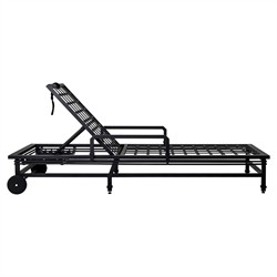 Eterna Updated Traditional Cream Upholstered Black Aluminum Outdoor Chaise - Set of 2|