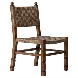 Vaterra Updated Traditional Brown Teak Rattan Outdoor Dining Chair - Set of 2|