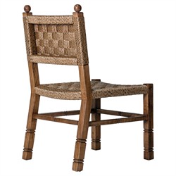 Vaterra Updated Traditional Brown Teak Rattan Outdoor Dining Chair - Set of 2|