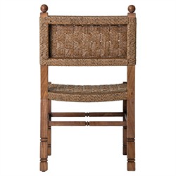 Vaterra Updated Traditional Brown Teak Rattan Outdoor Dining Chair - Set of 2|