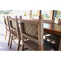 Vaterra Updated Traditional Brown Teak Rattan Outdoor Dining Chair - Set of 2|