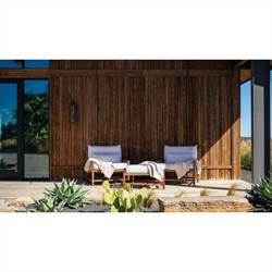 Vaterra Traditional Cream Upholstered Woven Rattan Brown Teak Outdoor Lounge Chair|