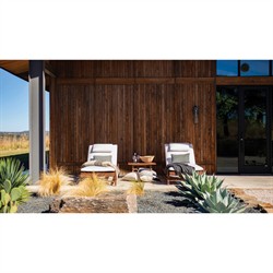 Vaterra Traditional Cream Upholstered Brown Teak Outdoor Chaise - Set of 2|