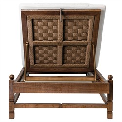 Vaterra Traditional Cream Upholstered Brown Teak Outdoor Chaise - Set of 2|