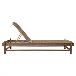 Vaterra Traditional Cream Upholstered Brown Teak Outdoor Chaise - Set of 2|