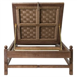 Vaterra Traditional Cream Upholstered Brown Teak Outdoor Chaise - Set of 2|