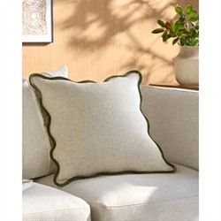 Cyna Updated Traditional Green Border Scallop Throw Pillow - 22x22|