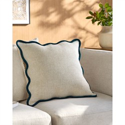 Cyna Updated Traditional Blue Border Scallop Throw Pillow - 22x22|