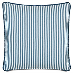 Alona Coastal Beach Blue Striped Performance Indoor Outdoor Throw Pillow - 20x20|