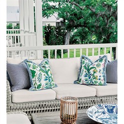 Alona Coastal Beach Blue Striped Performance Indoor Outdoor Throw Pillow - 20x20|