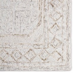 Ziya Updated Traditional White Wool Trellis Patterned Rug - 5'x8'|
