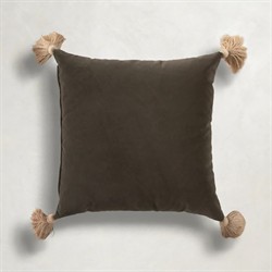 Jules Modern Brown Velvet Indoor Outdoor Tassel Throw Pillow - 20x20|