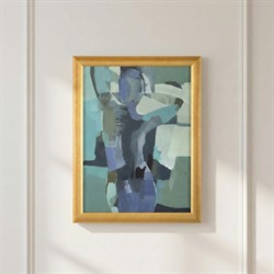 John Richard Implied Bend Blue Abstract Gold Frame Painting - 46x36|
