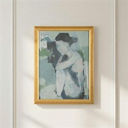 John Richard Nude in Sitting Blue Abstract Gold Frame Painting - 46x36|