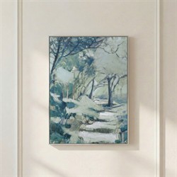 John Richard Inheritance Blue Landscape Silver Frame Painting - 50x38|