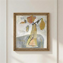 John Richard Floral 4 Yellow Abstract Gold Frame Painting - 32x32|