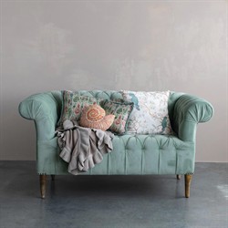 Arden Updated Traditional Cream Velvet Botanical Throw Pillow - 18x18|