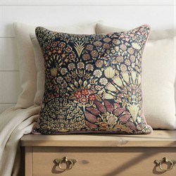 Ainle Updated Traditional Navy Blue Printed Velvet Botanical Throw Pillow - 20x20|