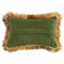 Gilla Updated Traditional Green Floral Fringe Lumbar Pillow - 10x16|
